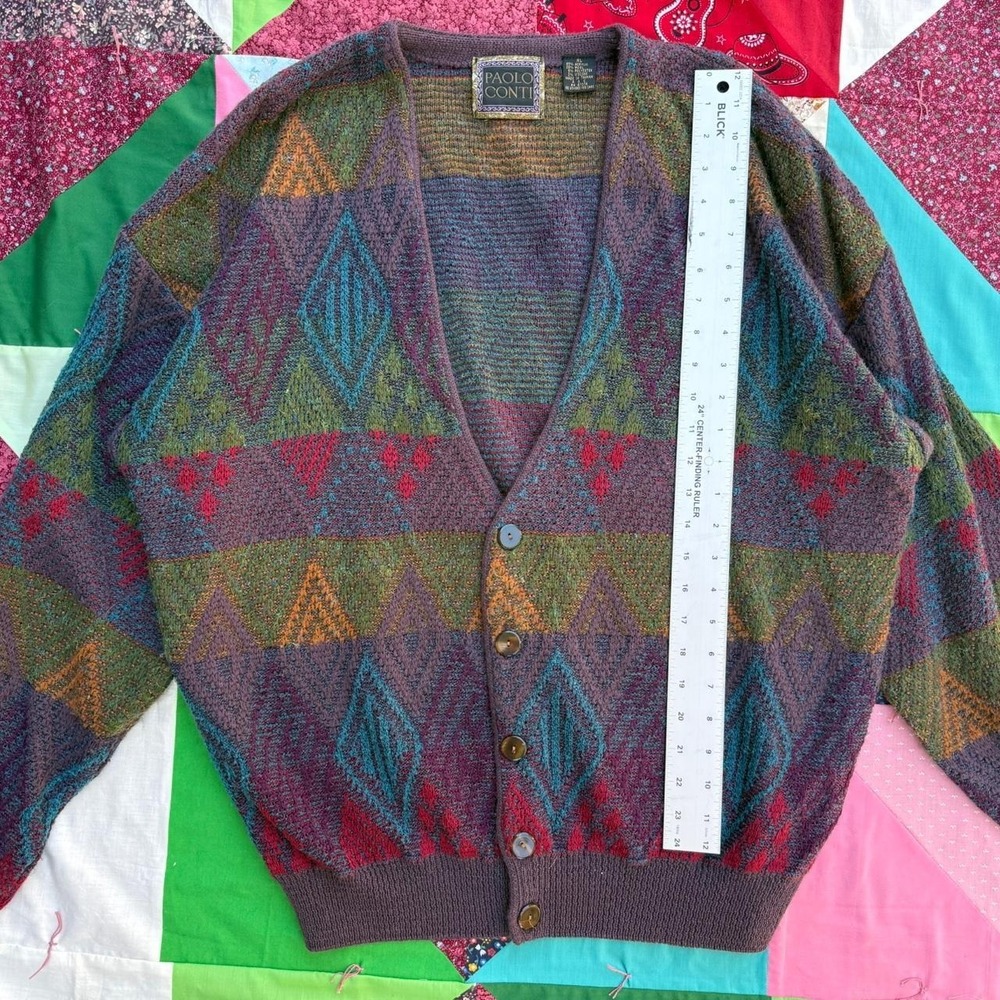 Paolo Conti Multicolored wool blend vintage cardigan - Picture 3 of 7